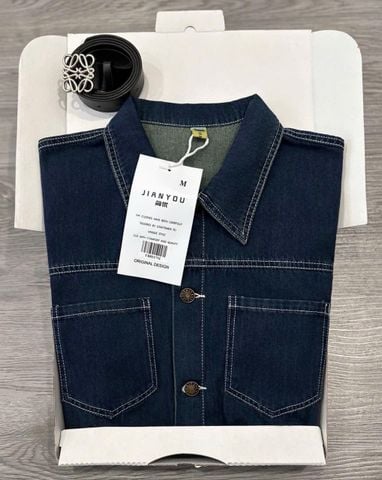 TB8317-Đầm jean phối túi + Nịt