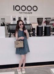 TB8385-Đầm jean suông phối túi