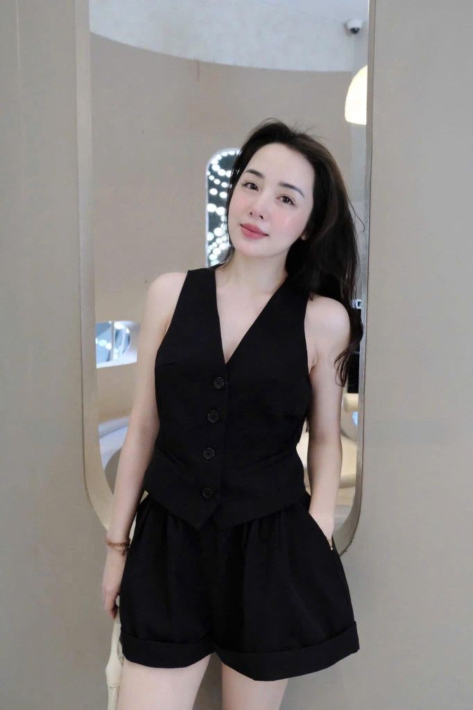 TQ4292-Set áo gile, quần short Trắng
