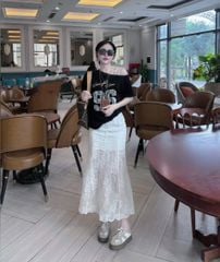 TB8377-Chân váy đuôi cá thêu Trắng (lẻ)