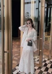 TB8377-Chân váy đuôi cá thêu Trắng (lẻ)