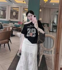 TB8377-Chân váy đuôi cá thêu Trắng (lẻ)