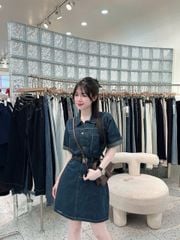 TB8317-Đầm jean phối túi + Nịt