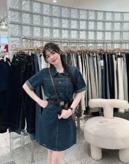 TB8317-Đầm jean phối túi + Nịt