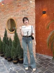 VGU0367-Quần jean ống loe mài rách (quần lẻ)