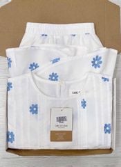 TQ4302-Set áo tay phồng +quần short thêu hoa Trắng