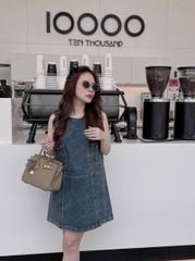 TB8385-Đầm jean suông phối túi