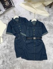 TB8317-Đầm jean phối túi + Nịt