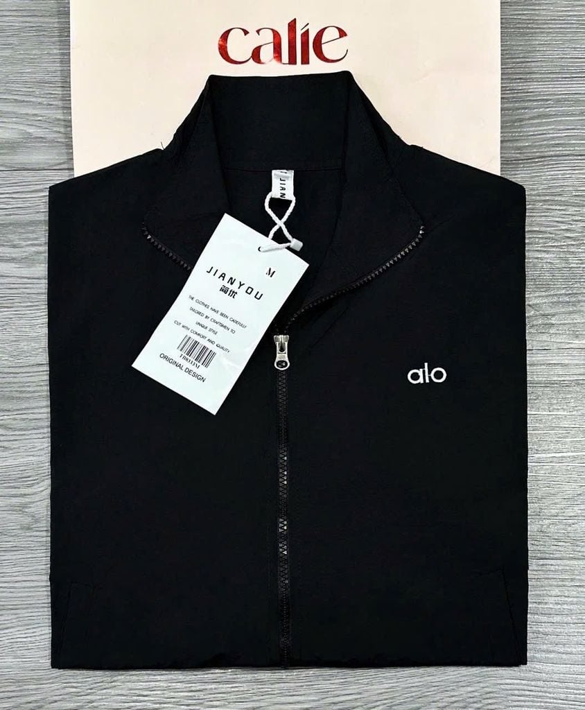 TB8333-Áo khoác gió thêu alo Đen