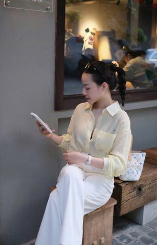 KS0836-Áo sơ mi phối túi thêu chữ Cam (lẻ)