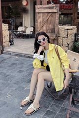 TB8314-Set áo sơ mi Vàng thêu ngựa+áo thun 3lỗ+quần short Đen +nịt