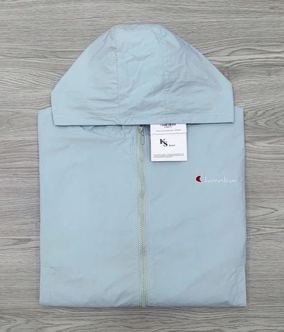 KS0831-Áo khoác gió thêu chữ có nón Xanh (lẻ)