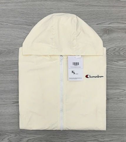 KS0829-Áo khoác gió thêu chữ có nón Kem (lẻ)