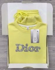 KS0636-Set thun áo dior đính hạt, quần short Vàng