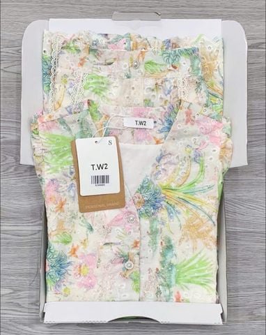 KS0800-Set kate thêu họa tiết hoa, CV dài phối ren CC