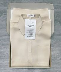 TB8201-Set Lụa, áo sơ mi phối túi+CV đuôi cá màu Da