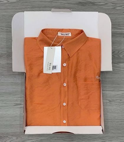 KS0836-Áo sơ mi phối túi thêu chữ Cam (lẻ)