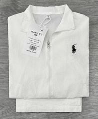 TB8398-Set áo khoác thêu ngựa, quần short Trắng