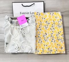 VGU0398-Set áo tay dài thêu , CV ngắn hoa Vàng