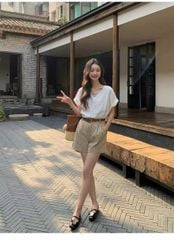 VGU0430 - SET ÁO CỔ TIM + QUẦN SHORT ( KO KÈM NỊT )