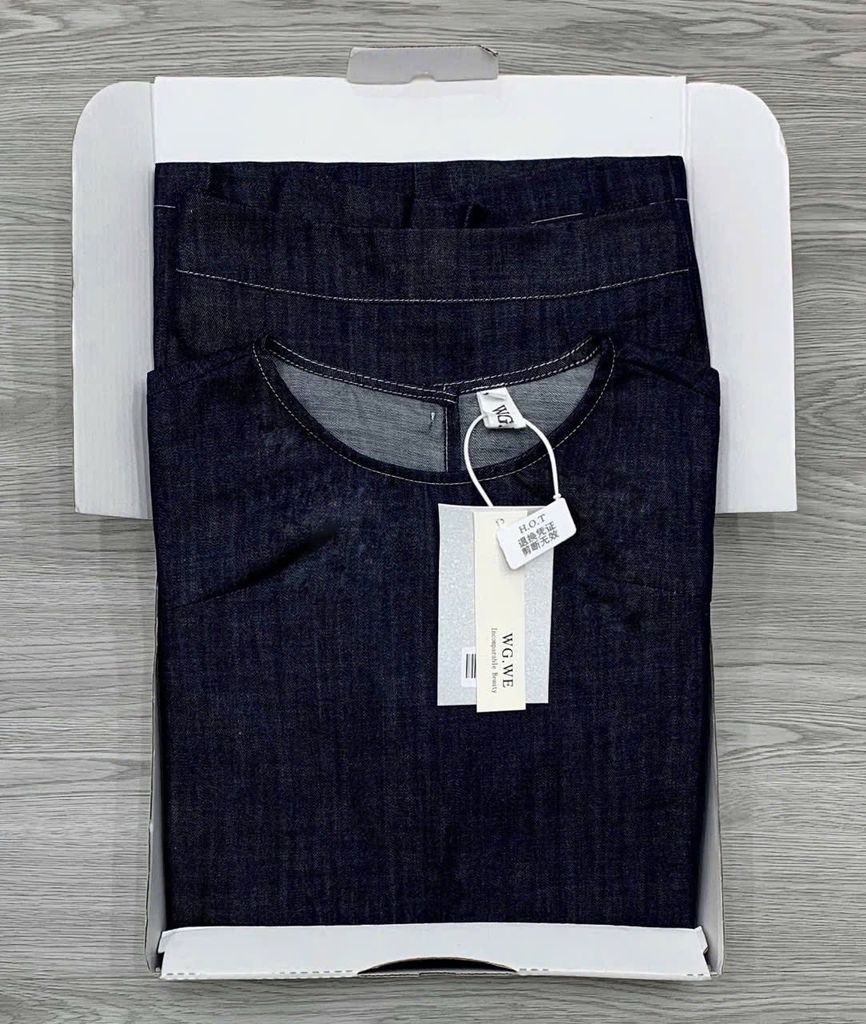 KS0872-Set jean, áo phối nút sau lưng+CV xòe CC