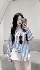 VGU0431 - ÁO SƠ MI XANH SỌC ĐEN