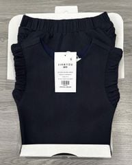 TB8503-Set áo sát nách nhúng bèo phối nút sau lưng +CV dài X.Đen