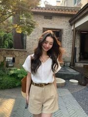 VGU0430 - SET ÁO CỔ TIM + QUẦN SHORT ( KO KÈM NỊT )