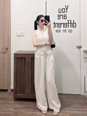 TQ4341-Set áo gile+quần dài Kem
