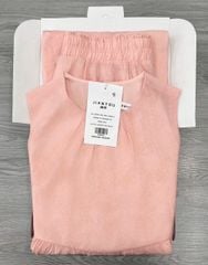 TB8509-Set tơ họa tiết hoa, áo babydoll + CV dài Hồng