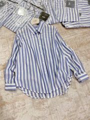 VGU0431 - ÁO SƠ MI XANH SỌC ĐEN