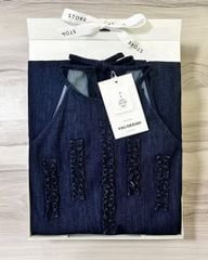 VGU0468-Đầm Jean suông cổ yếm ngực bèo X.Đậm