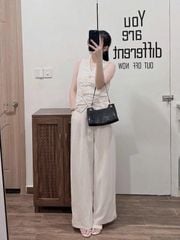 TQ4341-Set áo gile+quần dài Kem