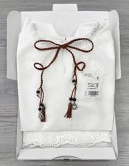 SKY8501-Set thêu CC, áo tay dài +quần short Trắng