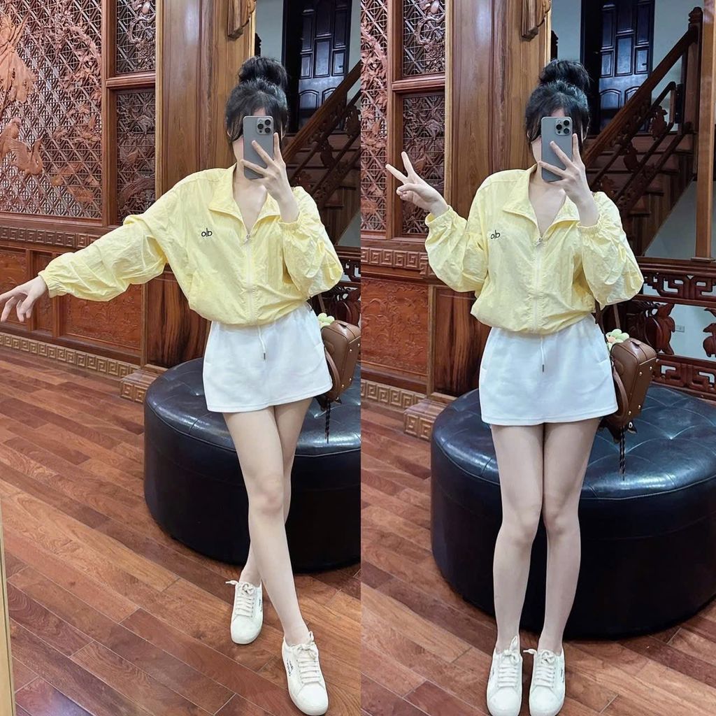 TB8483-Áo khoác gió thêu aloo Vàng (lẻ)