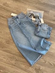 TB8148-Chân váy Jean  dài Xanh