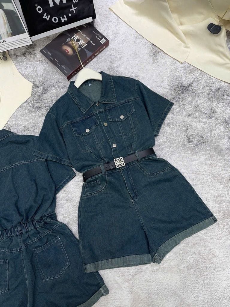 TB8343-Jumd Jean phối túi Xanh Đậm + nịt