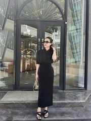 SKY8515-Set công sở CC, áo sơ mi kiểu+CV bút chì Đen