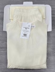 TB8508-Set tơ họa tiết hoa, áo babydoll + CV dài Kem