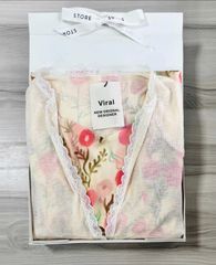VRA0646-Set váy 2 dây hoa Đỏ+áo khoác Kem