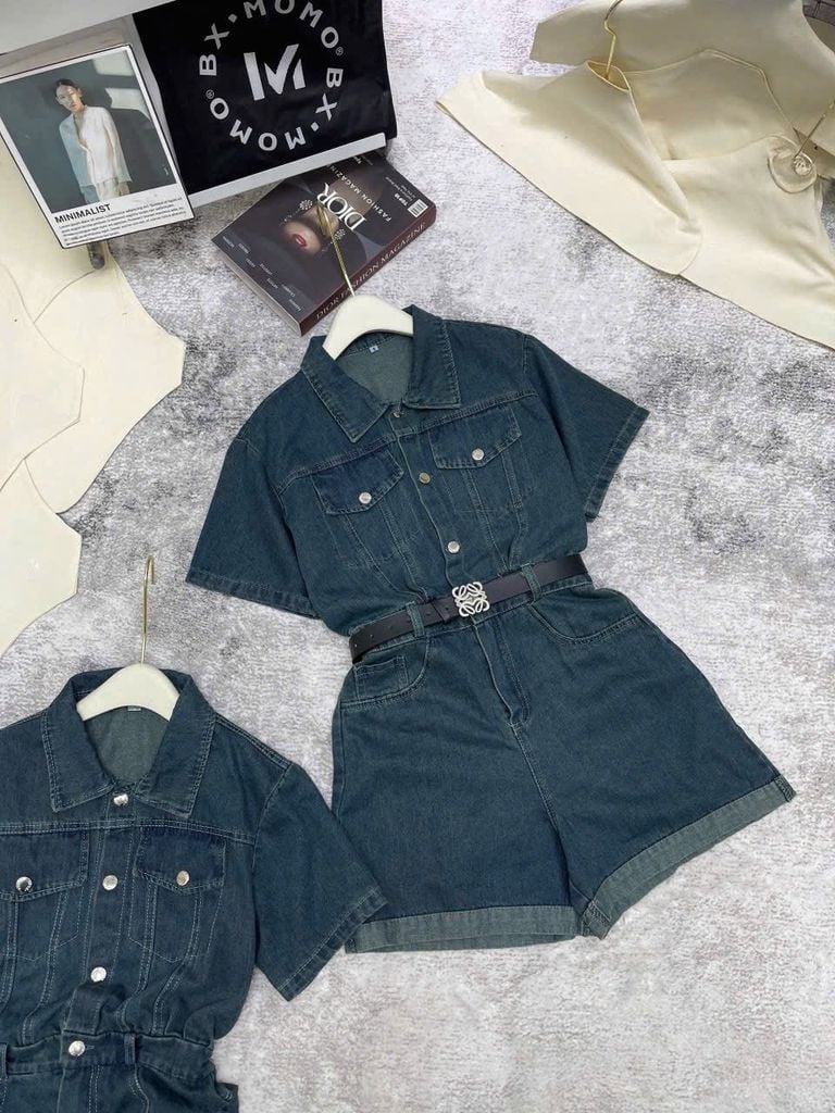TB8343-Jumd Jean phối túi Xanh Đậm + nịt