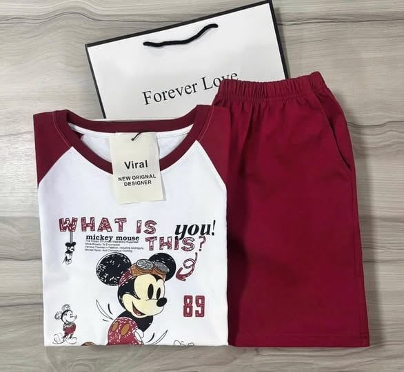 VRA0649 - SET BỘ MICKEY TRẮNG PHỐI ĐỎ (áo trắng)