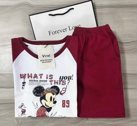VRA0649 - SET BỘ MICKEY TRẮNG PHỐI ĐỎ (áo trắng)