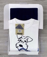 KS0862-Set áo thun trắng in cún đính charm, quần dài X.Đen