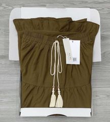 KS0907-Chân váy tầng viền bèo Nâu