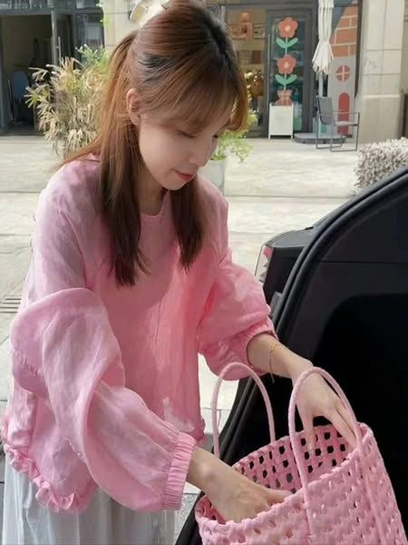 VGU0489-Áo cổ tròn lai nhúng bèo Hồng (lẻ)