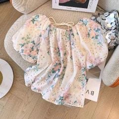 KS0880 - Áo xô thêu tay bí họa tiết hoa (lẻ)