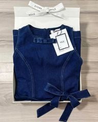 VGU0496-Đầm jean ngắn cột nơ eo