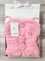 VGU0498-Đầm kiểu 2dây đính hoa Hồng