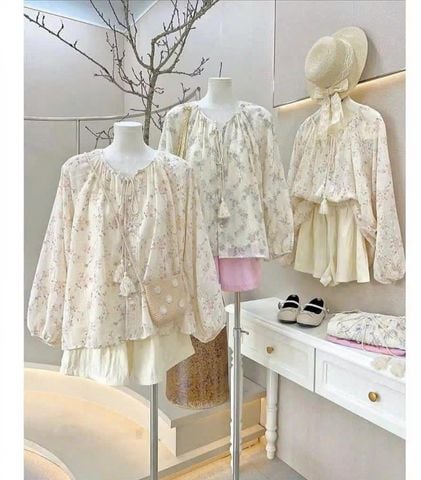 KS0887-Set áo hoa thêu, quần short Hồng